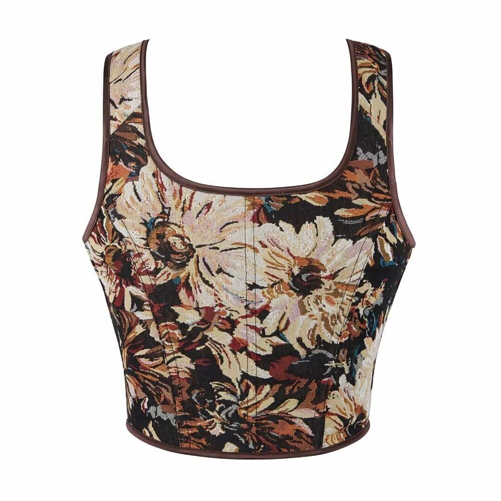 8349 Lace-Up Corset Overbust Victorian Floral Renaissance Plus Size Busiter - Picture 2 of 6